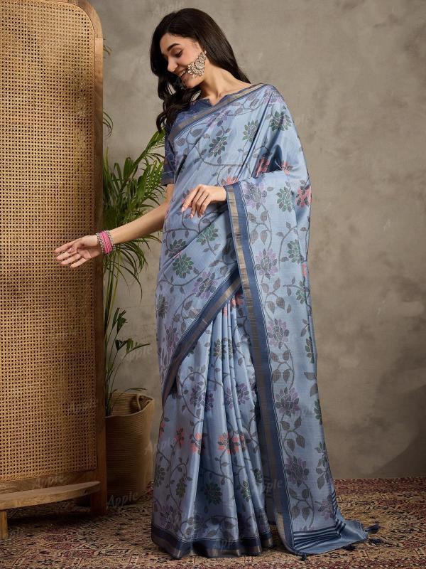 Elegance Matka silk Digital print with attached BP