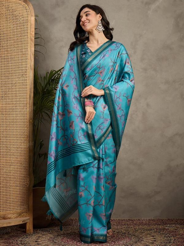 Elegance Matka silk Digital print with attached BP