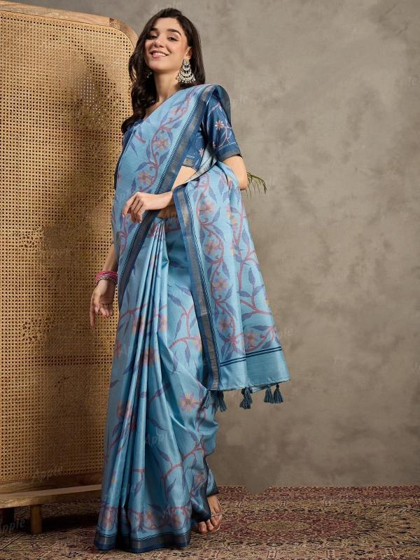 Elegance Matka silk Digital print with attached BP