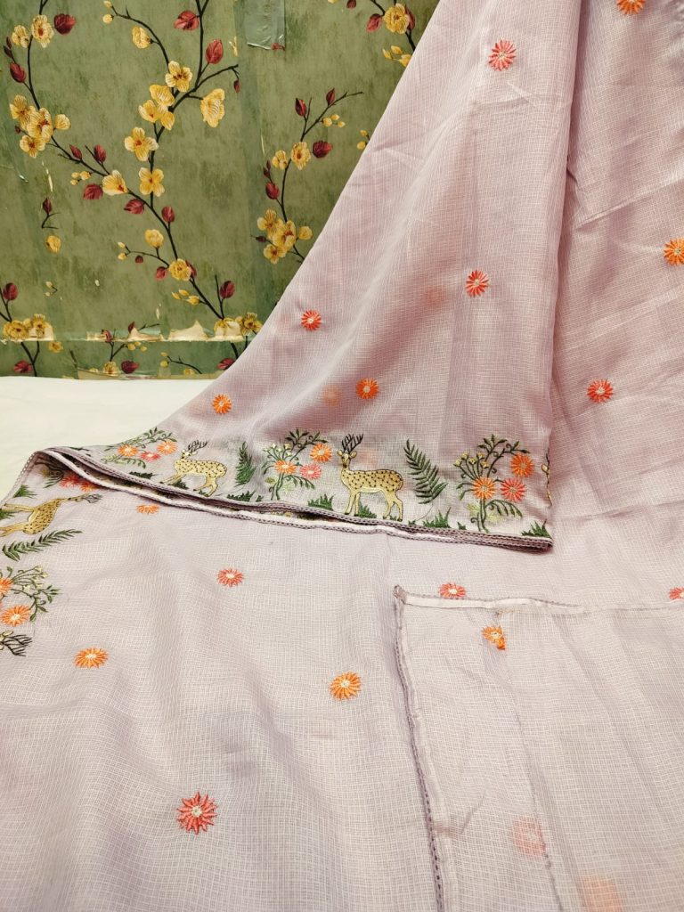 Exclusive Kota  Embroidery On Full Saree With Attached BP