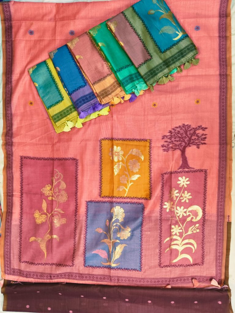 Beautiful Muslin Jamdani Weaving Saree With Attached Contrast BP