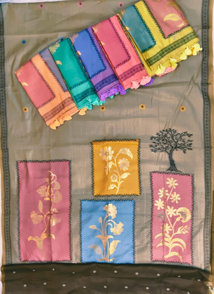 Beautiful Muslin Jamdani Weaving Saree With Attached Contrast BP