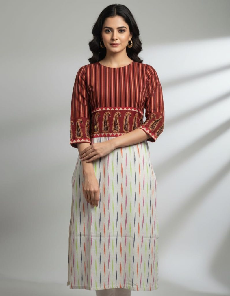 Very Exclusive & Rare Collection Of Ikkat & Ajrakh….Pure Ajrakh – Ikkat Kurti..