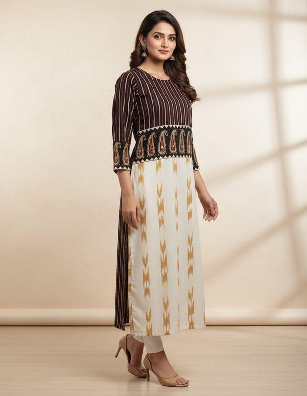 Very Exclusive & Rare Collection Of Ikkat & Ajrakh….Pure Ajrakh – Ikkat Kurti..