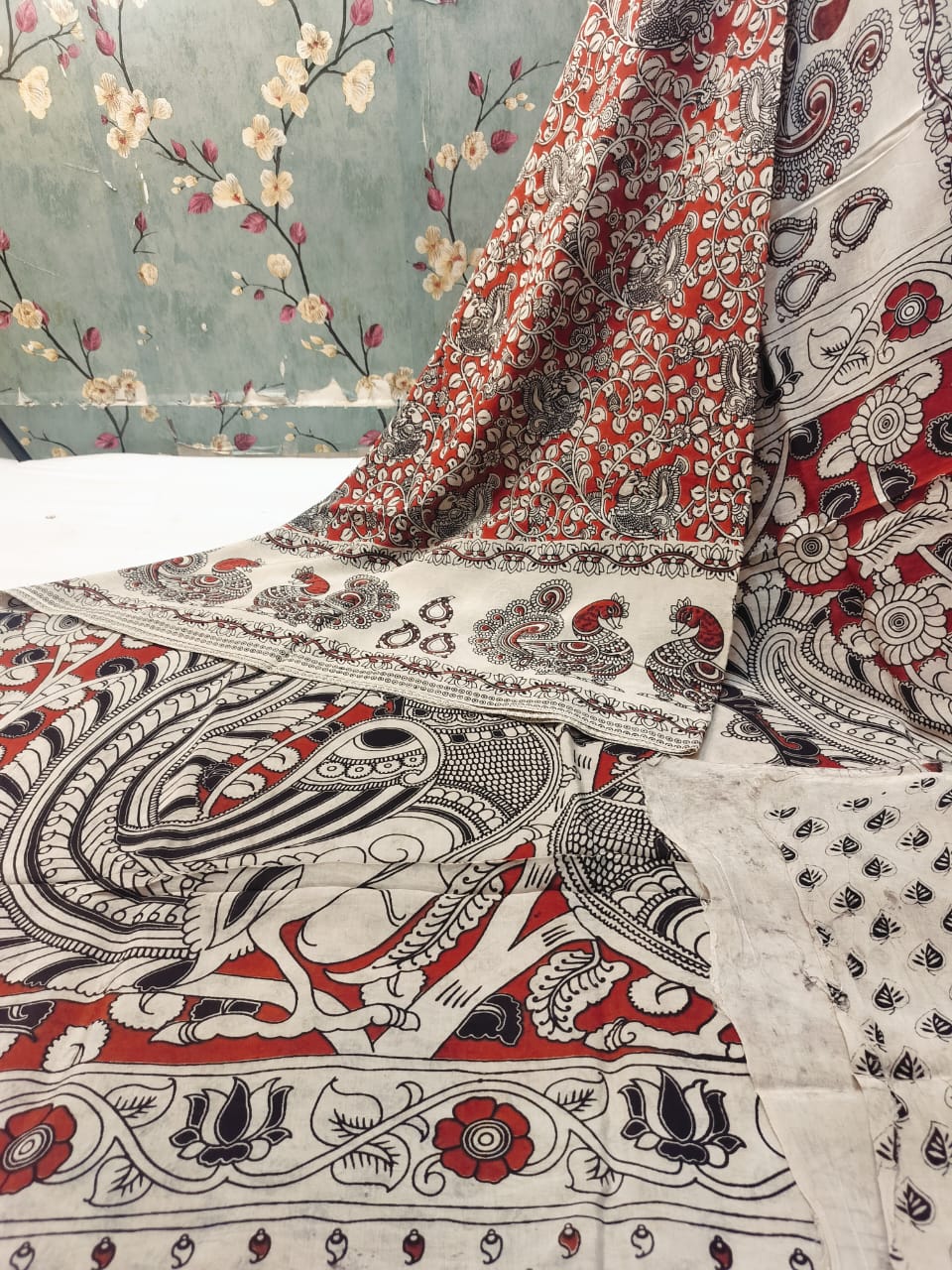 Beautiful Pure Andhra Kalamkari Silk With Attached BP