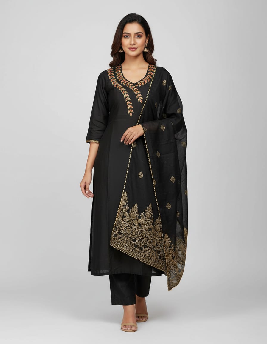 Dola Premium Quality kathdana work Exclusive Designer 3 Piece set With Banarasi Dupatta