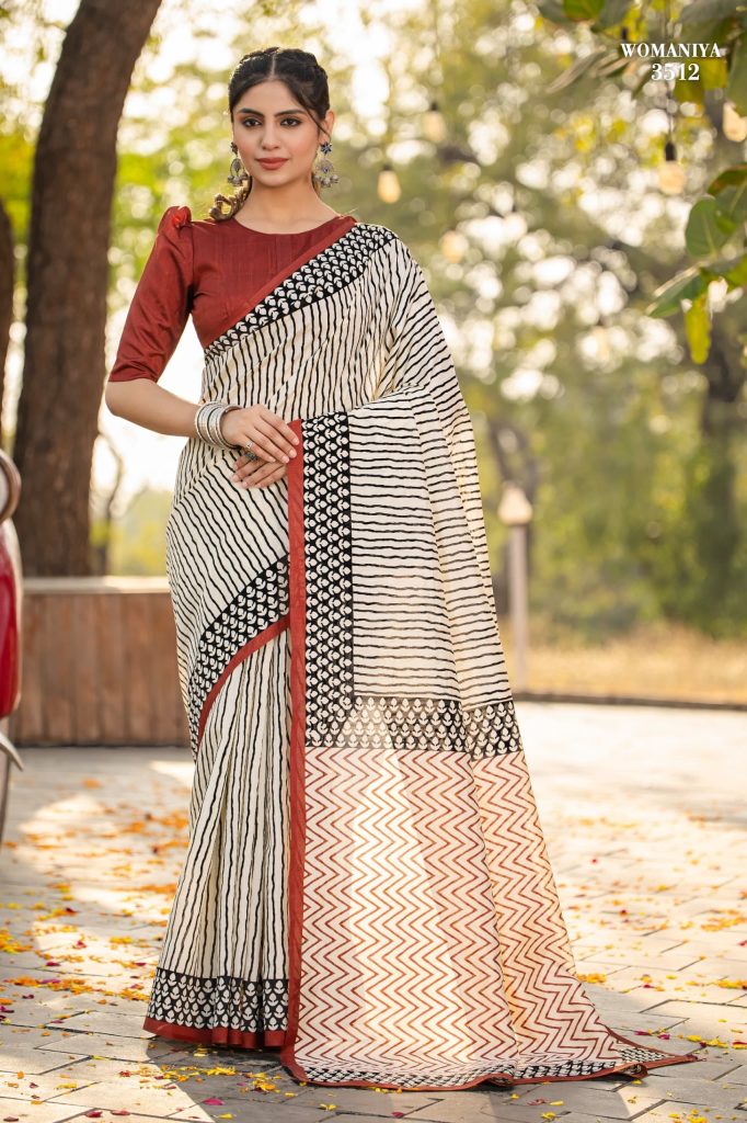 Exclusive Semi Gicha Silk Print Saree With Attached BP