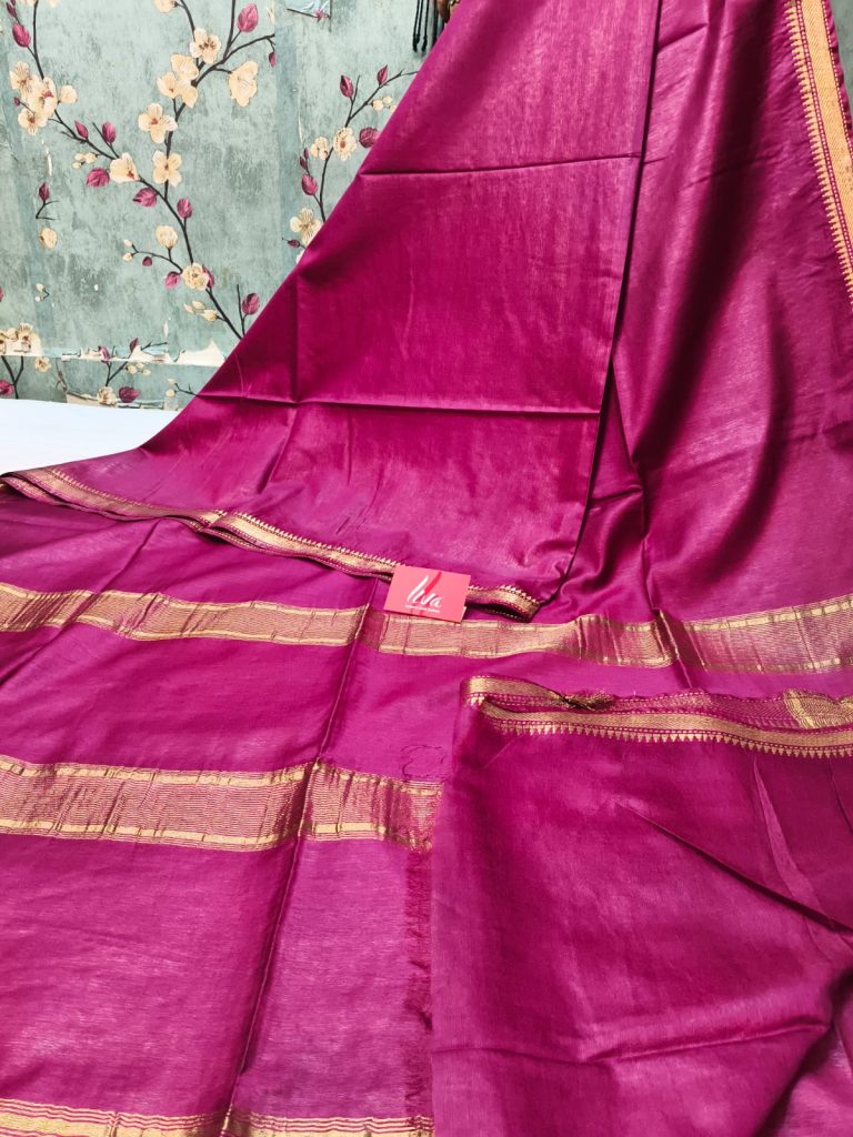 Beautiful Bhagalpuri gicha silk zari border with attached BP