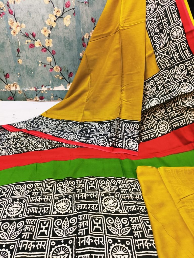 Beautiful 92/80 Pure Mul mul  cotton Hand block Print with attached BP