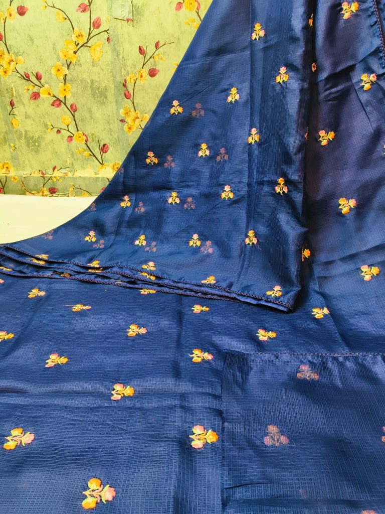 Exclusive kota  Embroidery on full saree with attached BP