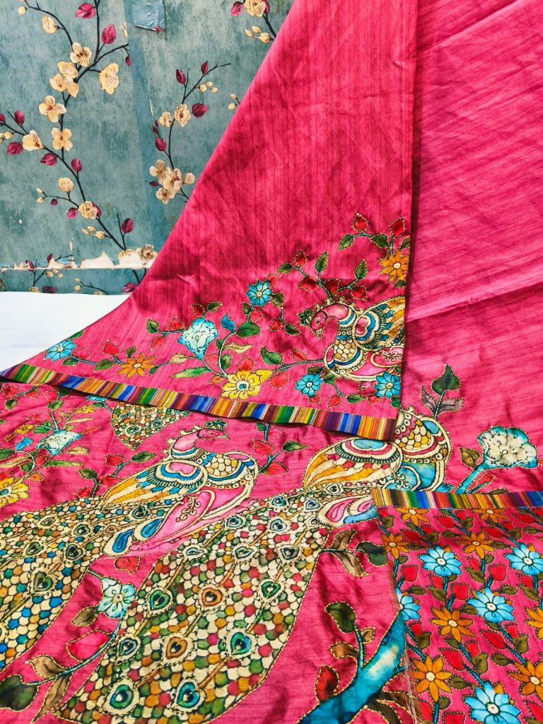 Beautiful Blended Tussar HAND KATHA WEAVING with attached BP