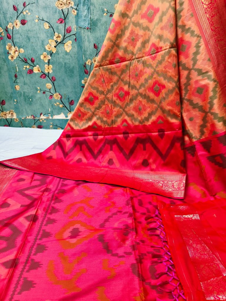 Exclusive Panchampally katki Soft Tushar Silk with attached BP