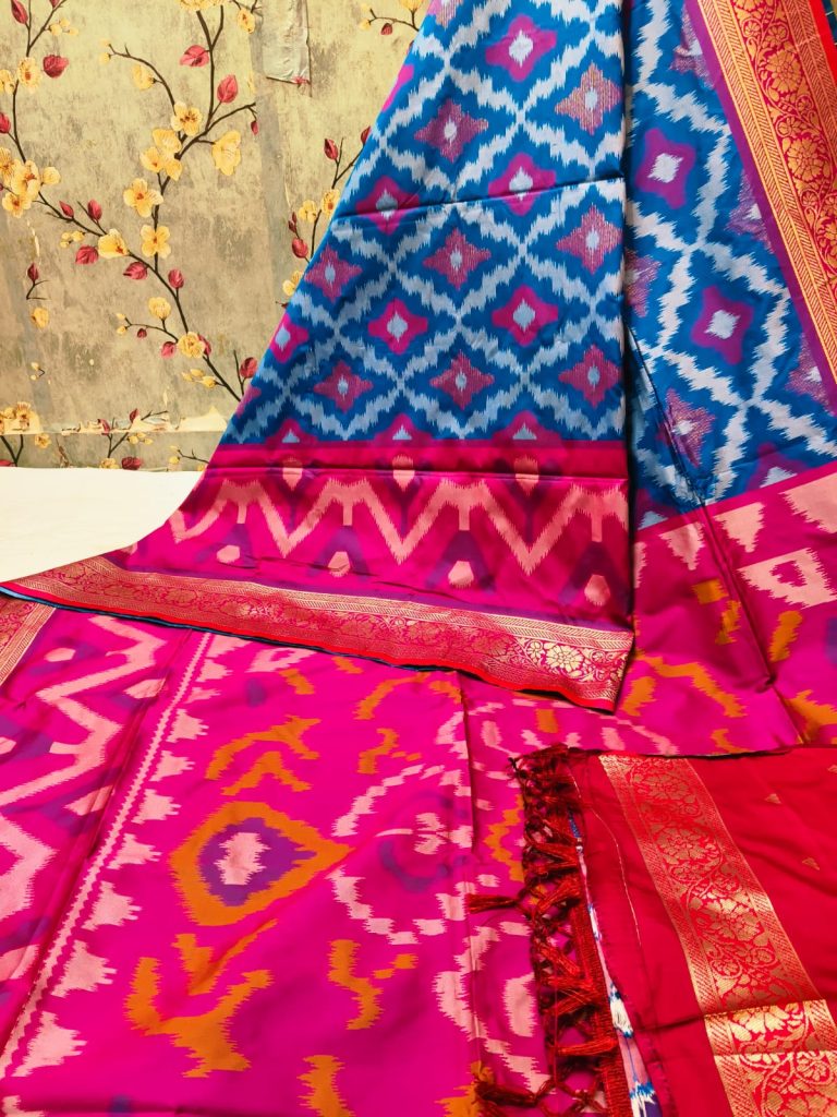 Exclusive Panchampally katki Soft Tushar Silk with attached BP