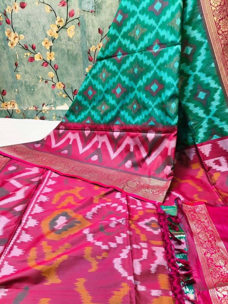 Exclusive Panchampally katki Soft Tushar Silk with attached BP