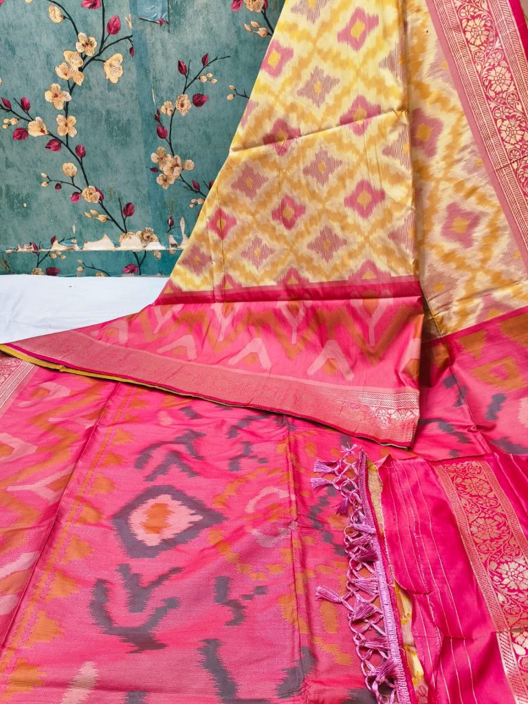 Exclusive Panchampally katki Soft Tushar Silk with attached BP