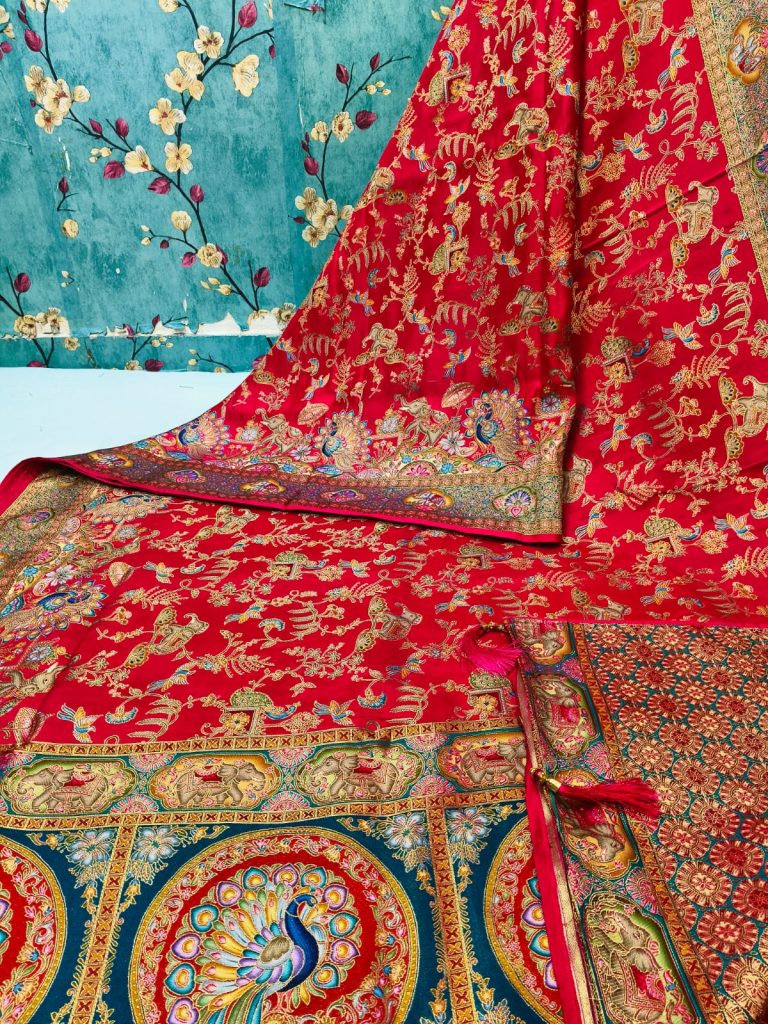 Exclusive  Pure viscose  Pasmina position Print weaving design  with  rich Pallu with attached BP