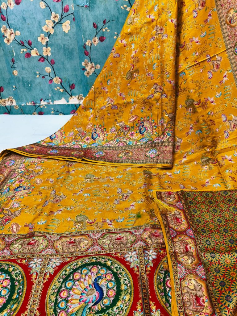 Exclusive  Pure viscose  Pasmina position Print weaving design  with  rich Pallu with attached BP