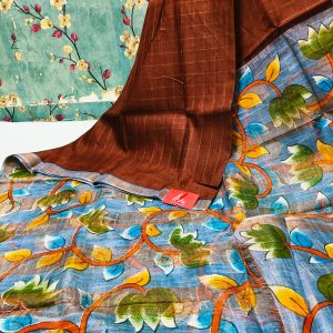 Beautiful Mangalgiri checks with pallu Kalamkari attached BP kalamkari