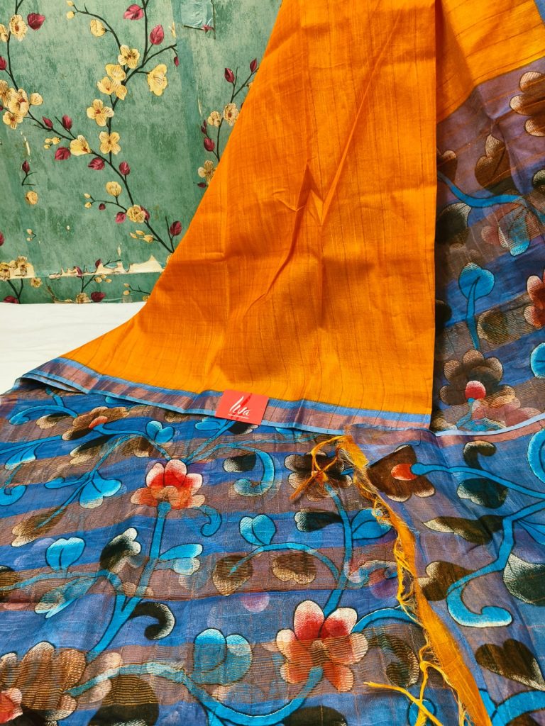 Beautiful Mangalgiri checks with pallu Kalamkari attached BP kalamkari
