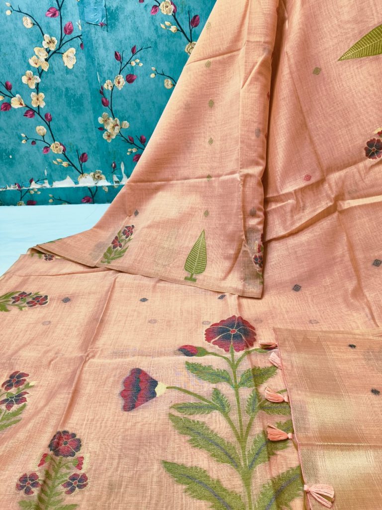 Exclusive muslin Jamdani weaving saree with attached BP