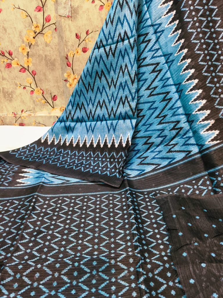 Exclusive jute Gicha silk ikkat with attached printed BP