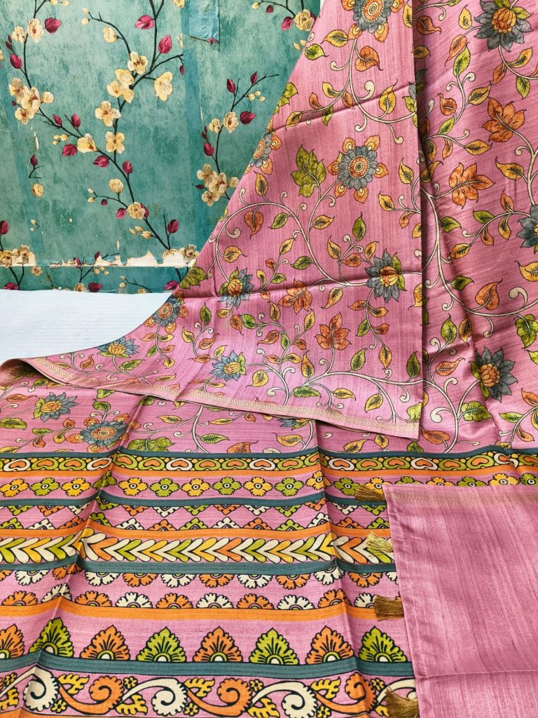 Beautiful Manipuri silk  kalamkari print attached printed BP