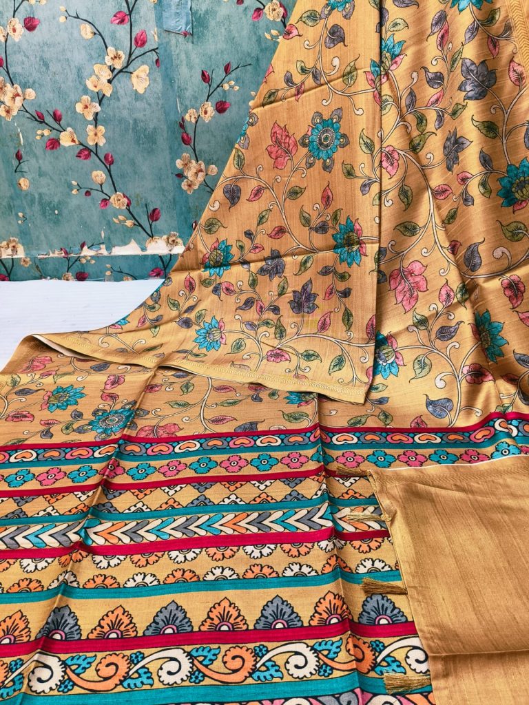 Beautiful Manipuri silk  kalamkari print attached printed BP