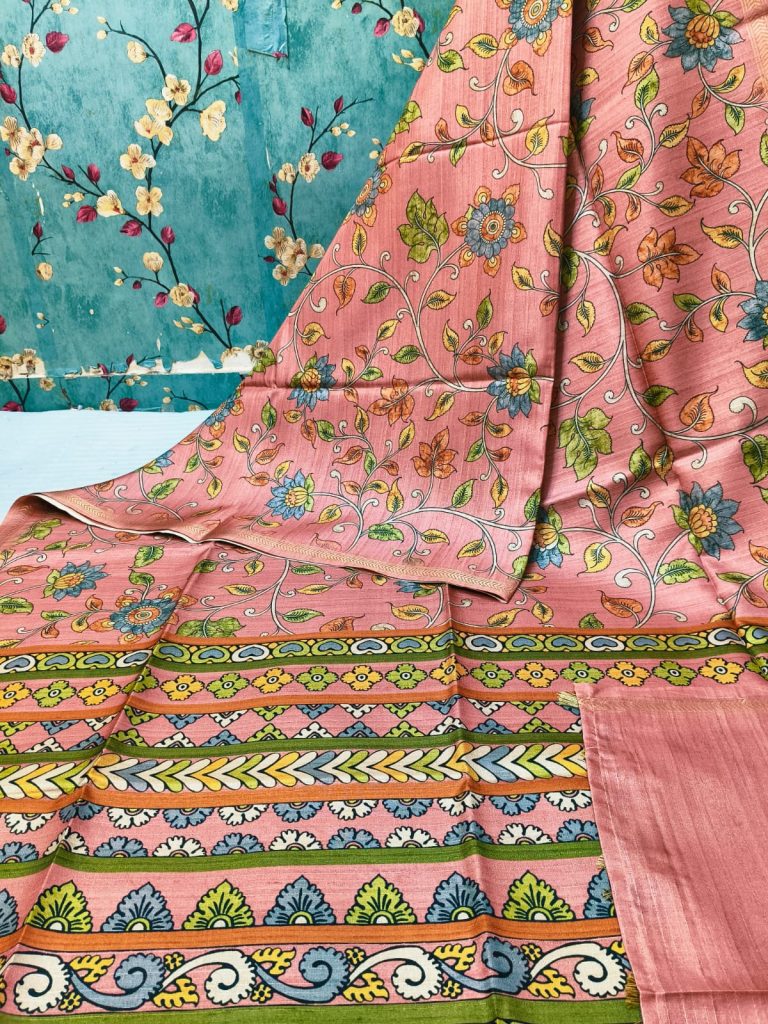 Beautiful Manipuri silk  kalamkari print attached printed BP