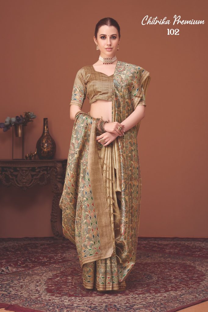 Exclusive Premium tushar Madhubani Print katha weaving attached BP