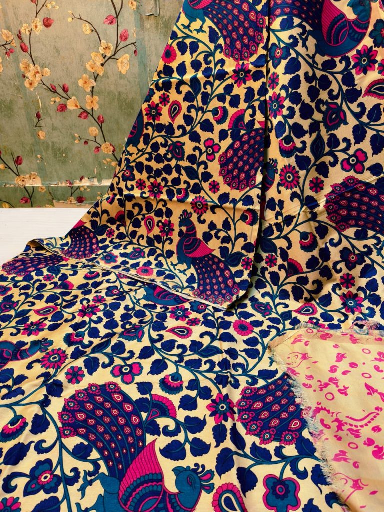 Beautiful Premium Quality chanderi Silk kalamkari printed saree with attached printed