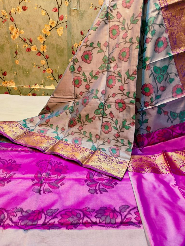 Exclusive Panchampally katki Soft Silk with attached BP