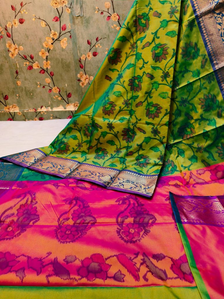 Exclusive Panchampally katki Soft Silk with attached BP