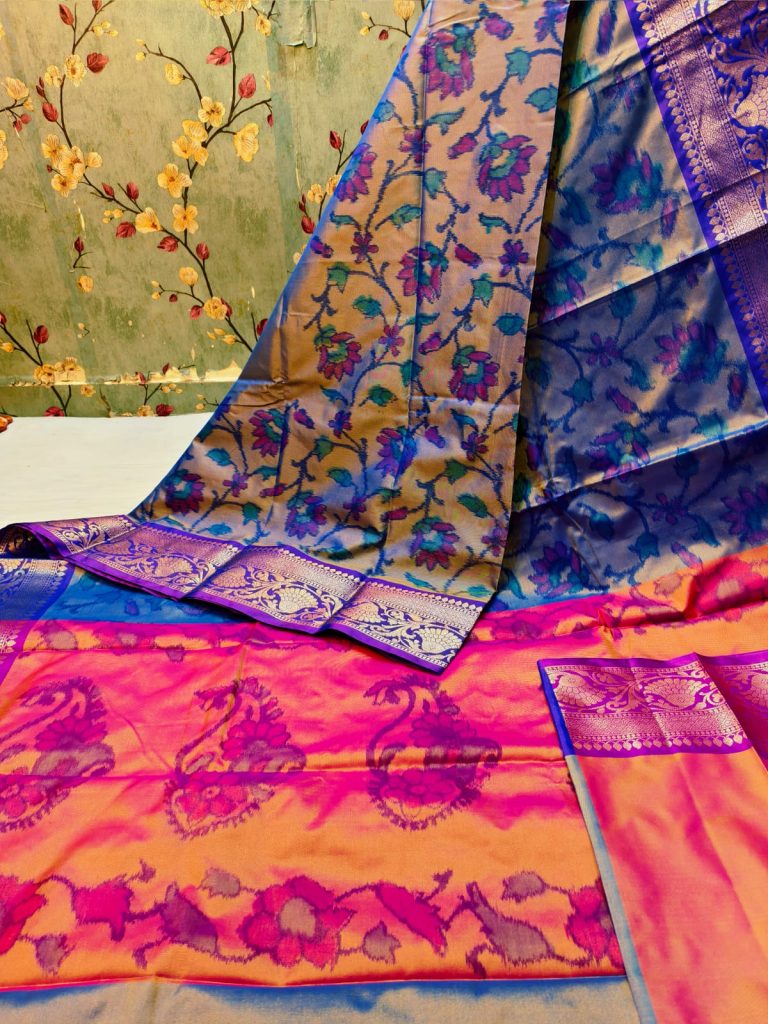 Exclusive Panchampally katki Soft Silk with attached BP