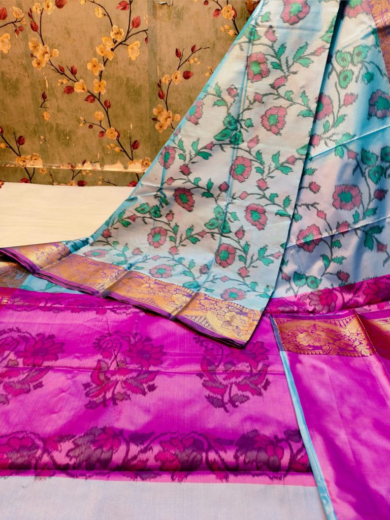 Exclusive Panchampally katki Soft Silk with attached BP
