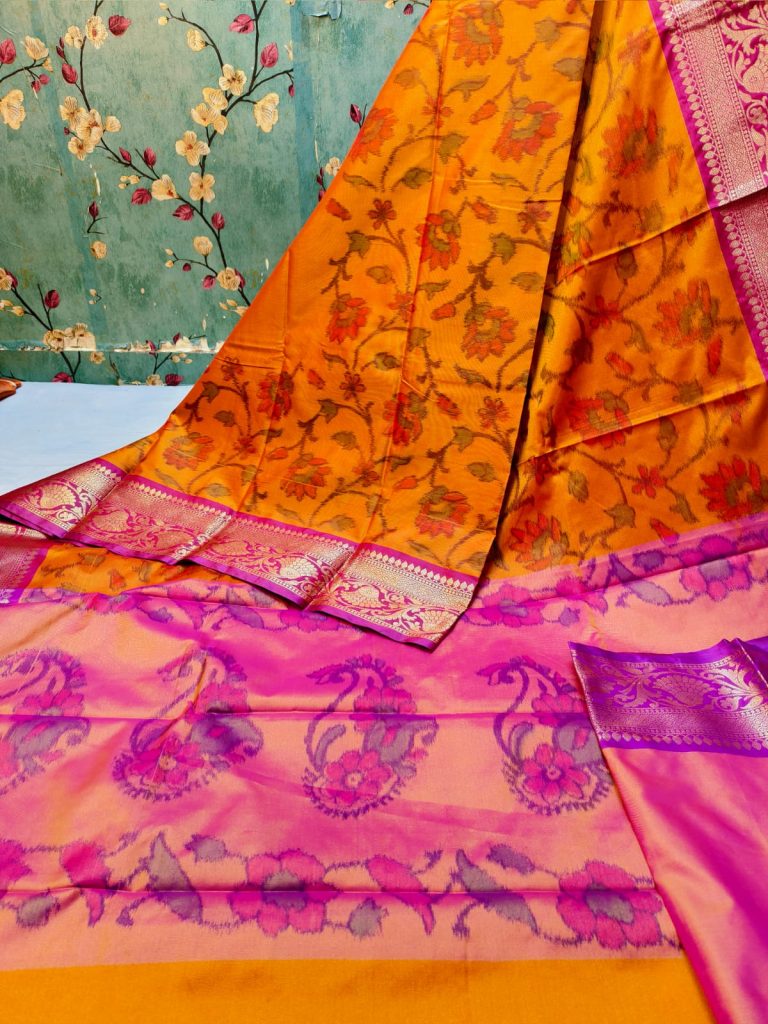 Exclusive Panchampally katki Soft Silk with attached BP