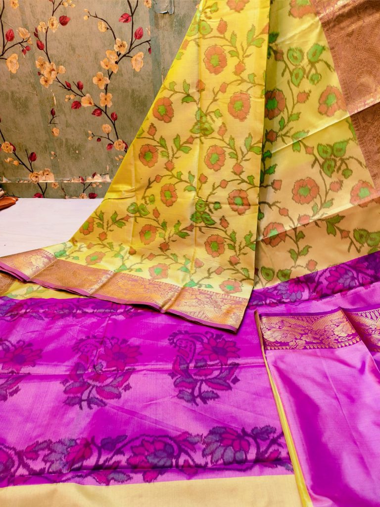 Exclusive Panchampally katki Soft Silk with attached BP