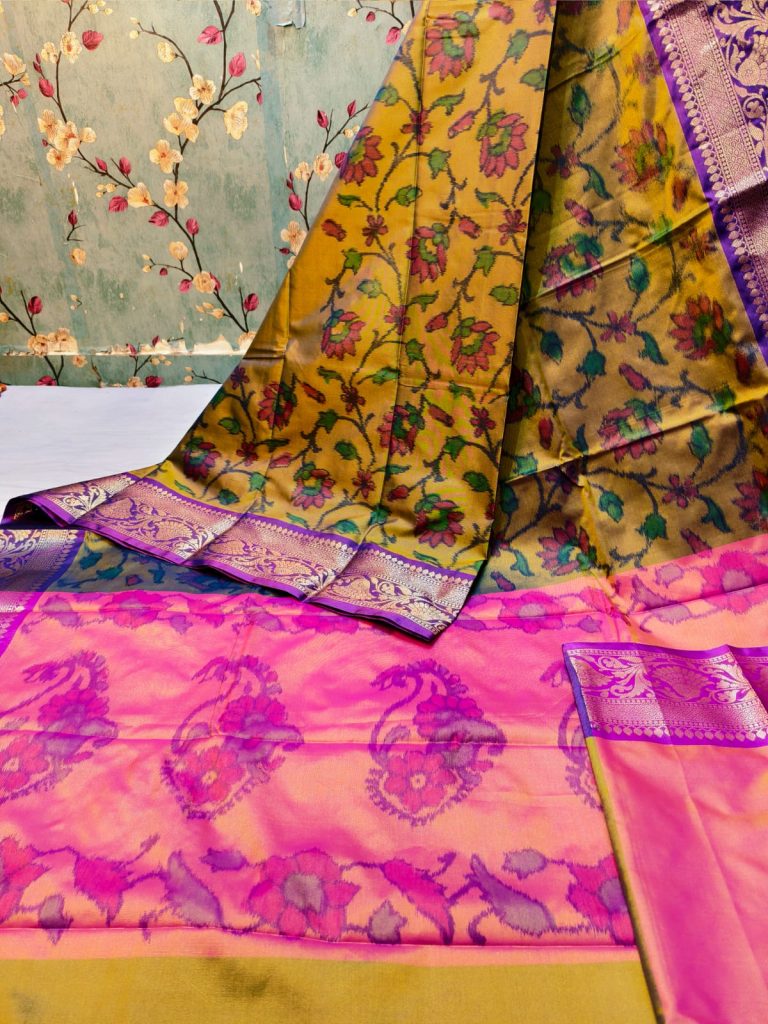 Exclusive Panchampally katki Soft Silk with attached BP