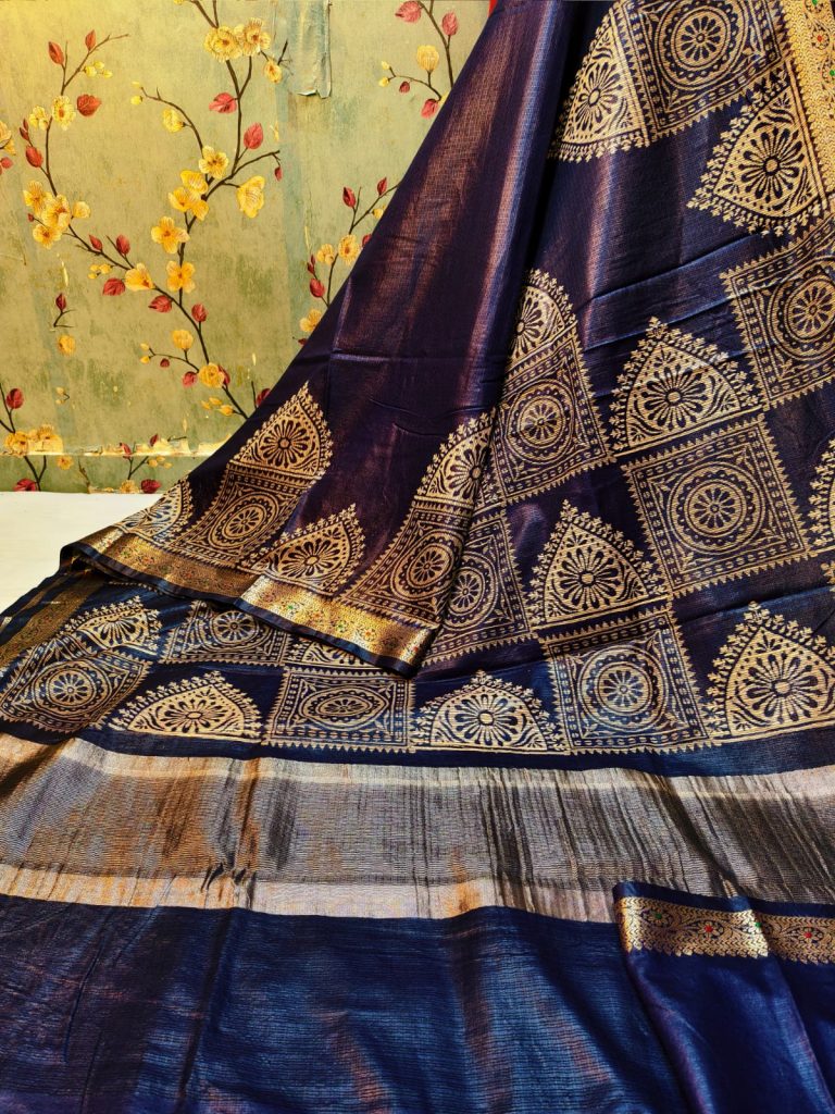 Beautiful Butter smooth Banarsi kota Maheswari silk  hand block sarees with attached BP