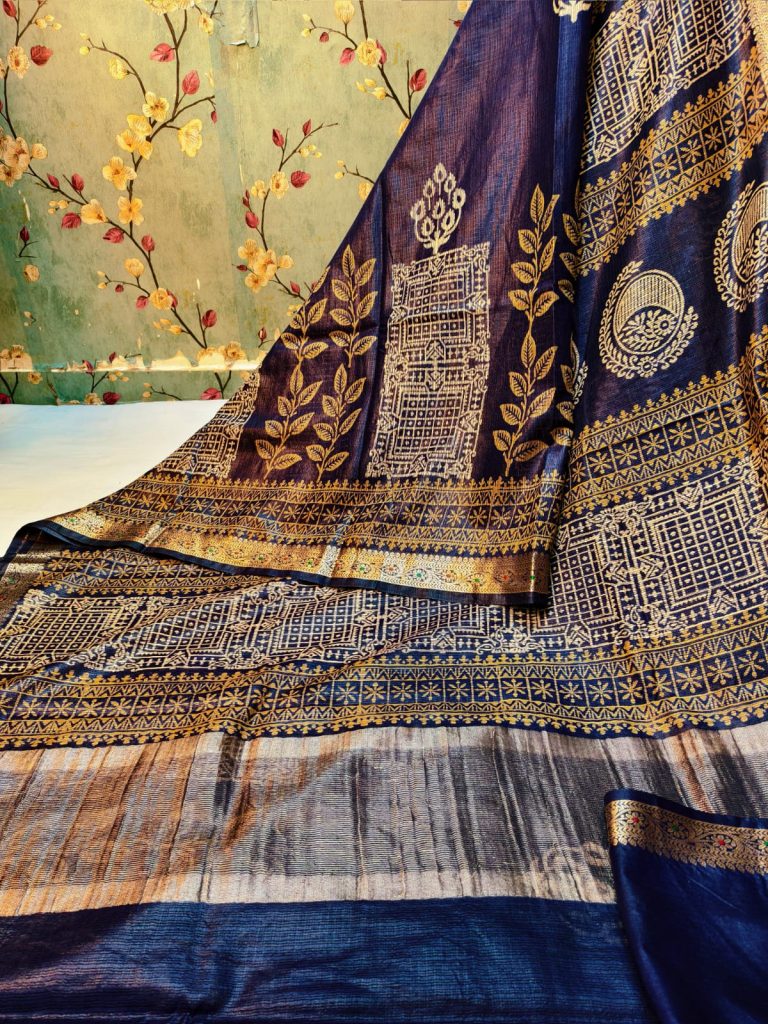 Beautiful Butter smooth Banarsi kota Maheswari silk  hand block sarees with attached BP