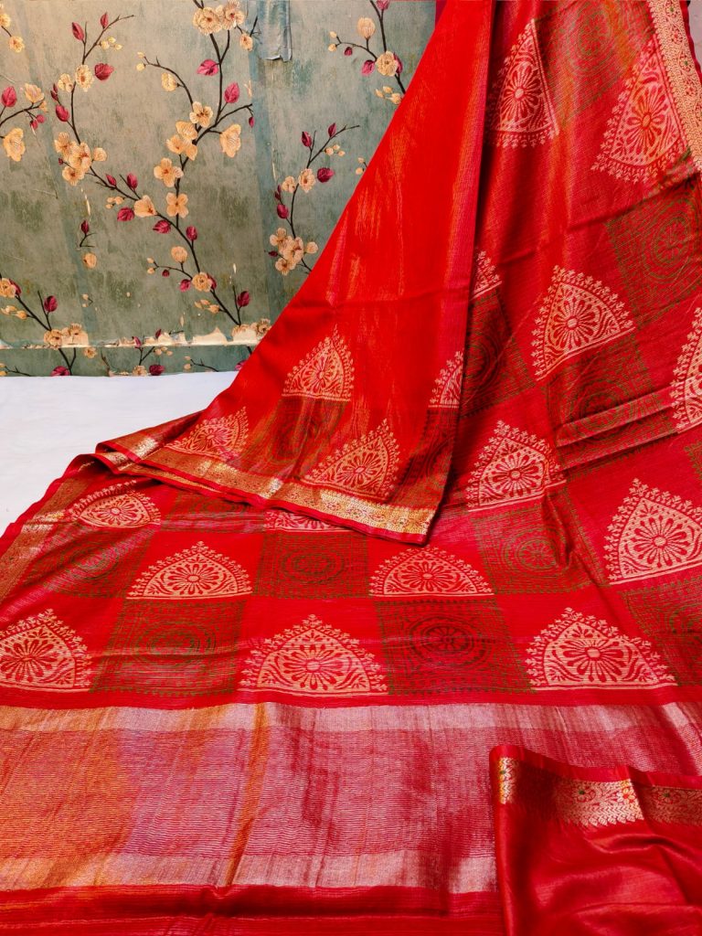 Beautiful Butter smooth Banarsi kota Maheswari silk  hand block sarees with attached BP