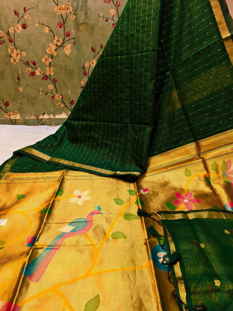 Exclusive Muslin silk and tissue pallu pathani weaving with attached BP