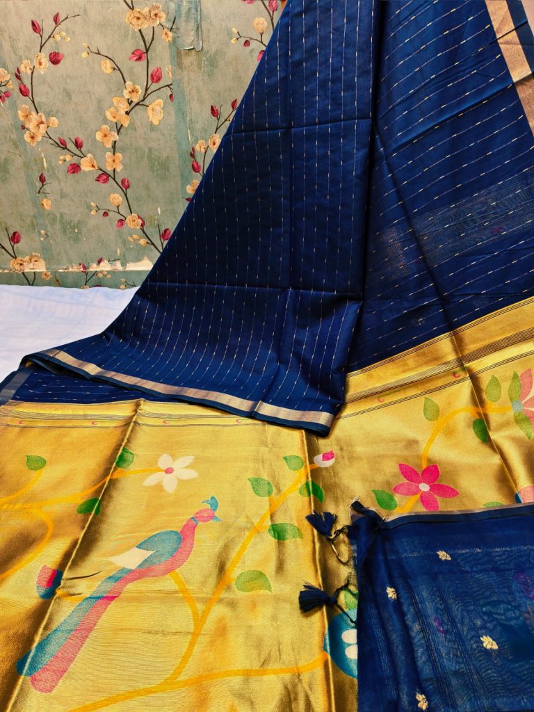 Exclusive Muslin silk and tissue pallu pathani weaving with attached BP